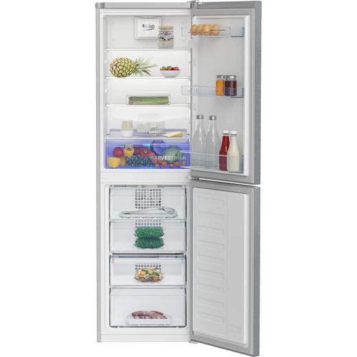 Beko Frost Free Fridge Freezer - Stainless Steel Effect - Front with door open shot