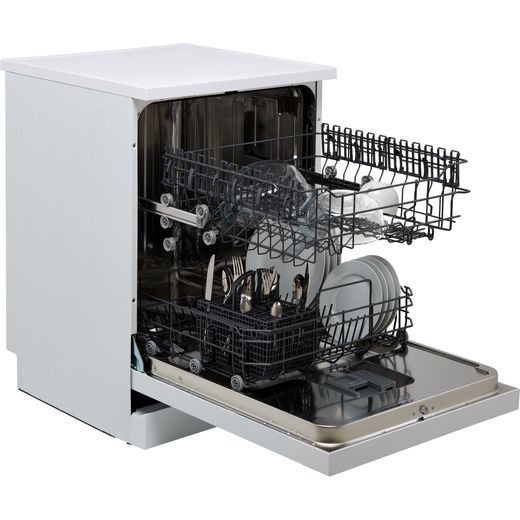 Hisense Standard Dishwasher - White - Door open with racks out