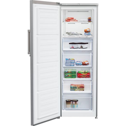 Beko Frost Free Upright Freezer - Stainless Steel Effect - Door open