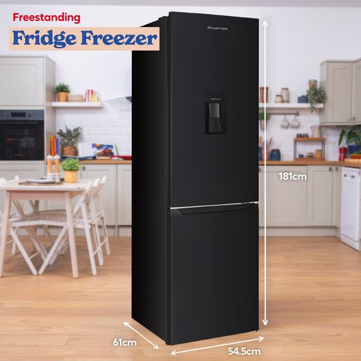 Russell Hobbs RH181TNF552E1BWD 181cm 60/40 Frost Free Fridge Freezer - Black - Annotation - dimension  shot 
