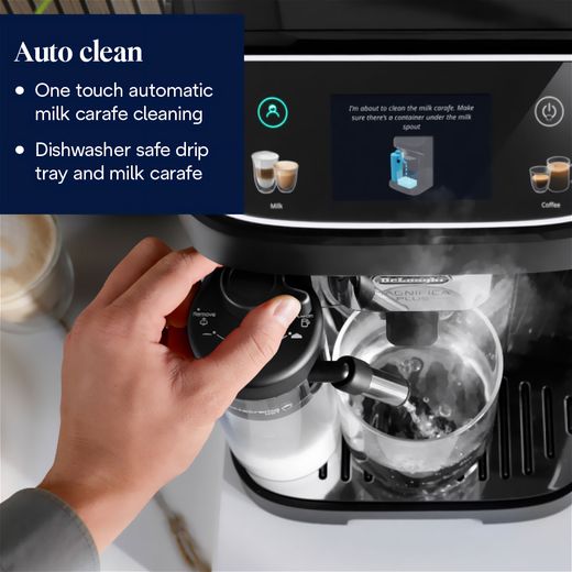 De'Longhi Magnifica Plus ECAM320.60.B Bean to Cup Coffee Machine - Black - Annotation - Auto clean