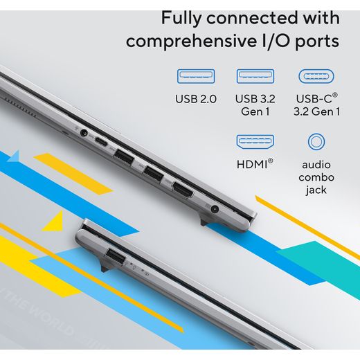 ASUS Vivobook 15 X1504VA-BQ2890W Laptop -, 512GB SSD, 8 GB RAM - Silver - Annotation - Stay connected shot