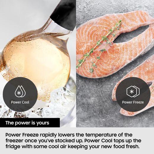 Samsung American Fridge Freezer - Black - Annotation - Power cool and power freeze