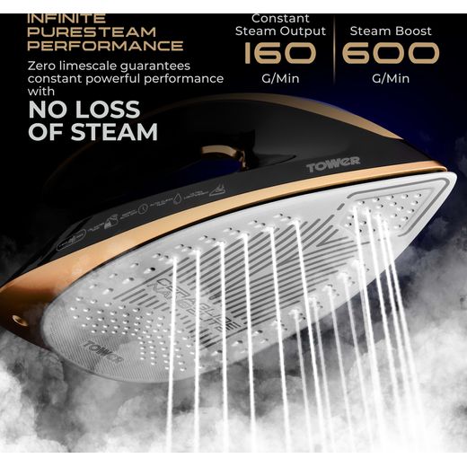 Tower PureSteam Infinity Xpress Steam Generator Iron - Black / Gold - Annotation - Steam
