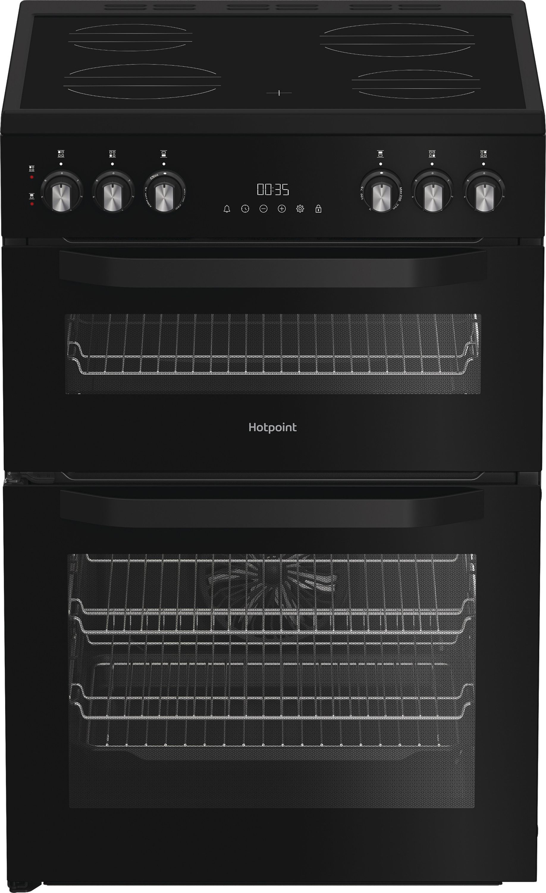 Image of Hotpoint HDE6VDB1 Double Oven Electric Cooker with Ceramic Hob - Black - A/A Rated, Black