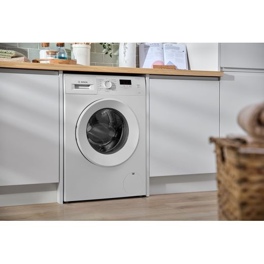 Bosch Series 2 WGE03408GB 8kg Washing Machine with 1400 rpm - White - washing machine in kitchen shot