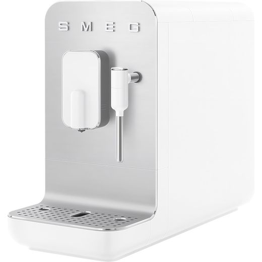 Smeg BCC12WHMUK Coffee Machines Matte White - Left perspective shot