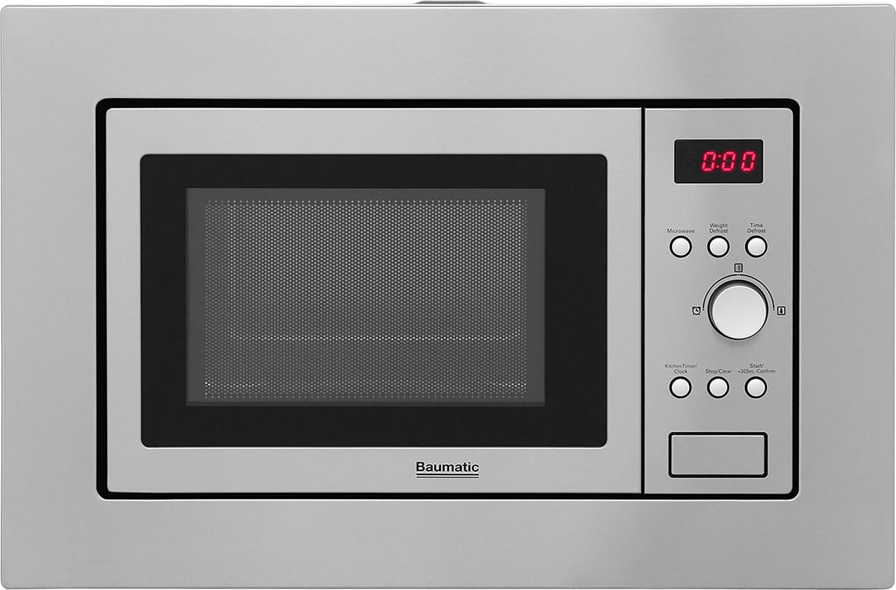 Baumatic BMIS3820 39cm tall, 60cm wide, Built In Compact Microwave - Stainless Steel, Stainless Steel