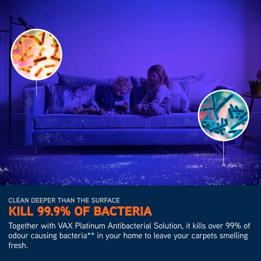 Vax Platinum Smartwash CDCW-SWXS Carpet Cleaner - Annotation - 99% bacteria shot