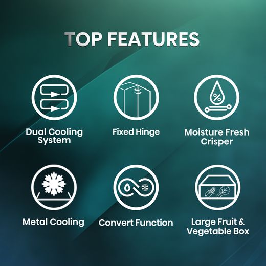 Hisense InvisibleFresh RB5B280SSWC Wifi Connected 193cm 60/40 Integrated Fridge Freezer with Fixed Door Fixing Kit - White - Annotation - Top features