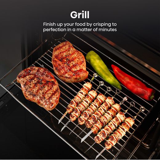 Hisense Hi6 Built In Electric Double Oven - Stainless Steel - Annotation - Grill shot 