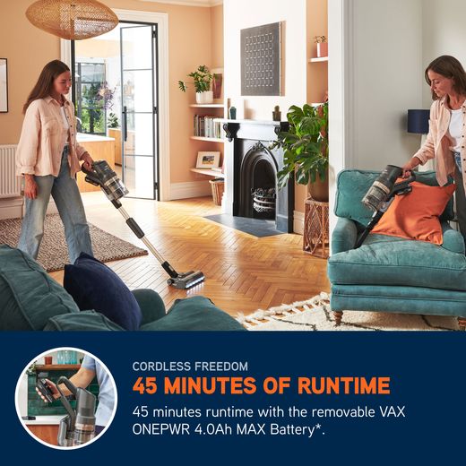 Vax HomePro Plus Cordless Vacuum Cleaner with up to 45 Minutes Run Time - Graphite - Annotation - 45 mins runtime shot