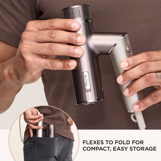 Shark SpeedStyle Pro FLEX 4-in-1 HD542UK Hair Dryer - Mocha Silver - Annotation - Flexes to fold