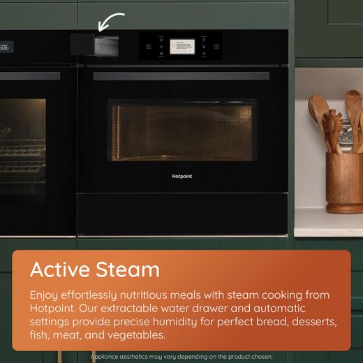 Hotpoint Class 8 HCT9A9PHTSBUK 53 Litre 46cm High, Built In Combination Microwave Oven - Black - Annotation - Active Steam
