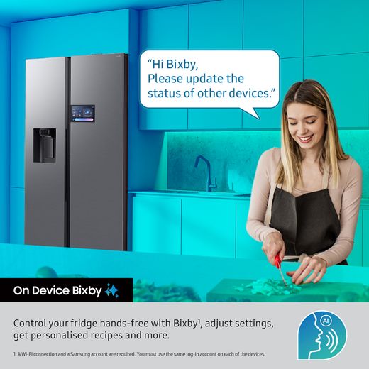 Samsung Series 9 AI Home American Fridge Freezer - Black - Annotation - On device Bixby
