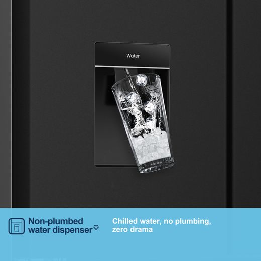 Fridgemaster American Fridge Freezer - Black - Annotation - Non-plumbed water dispenser