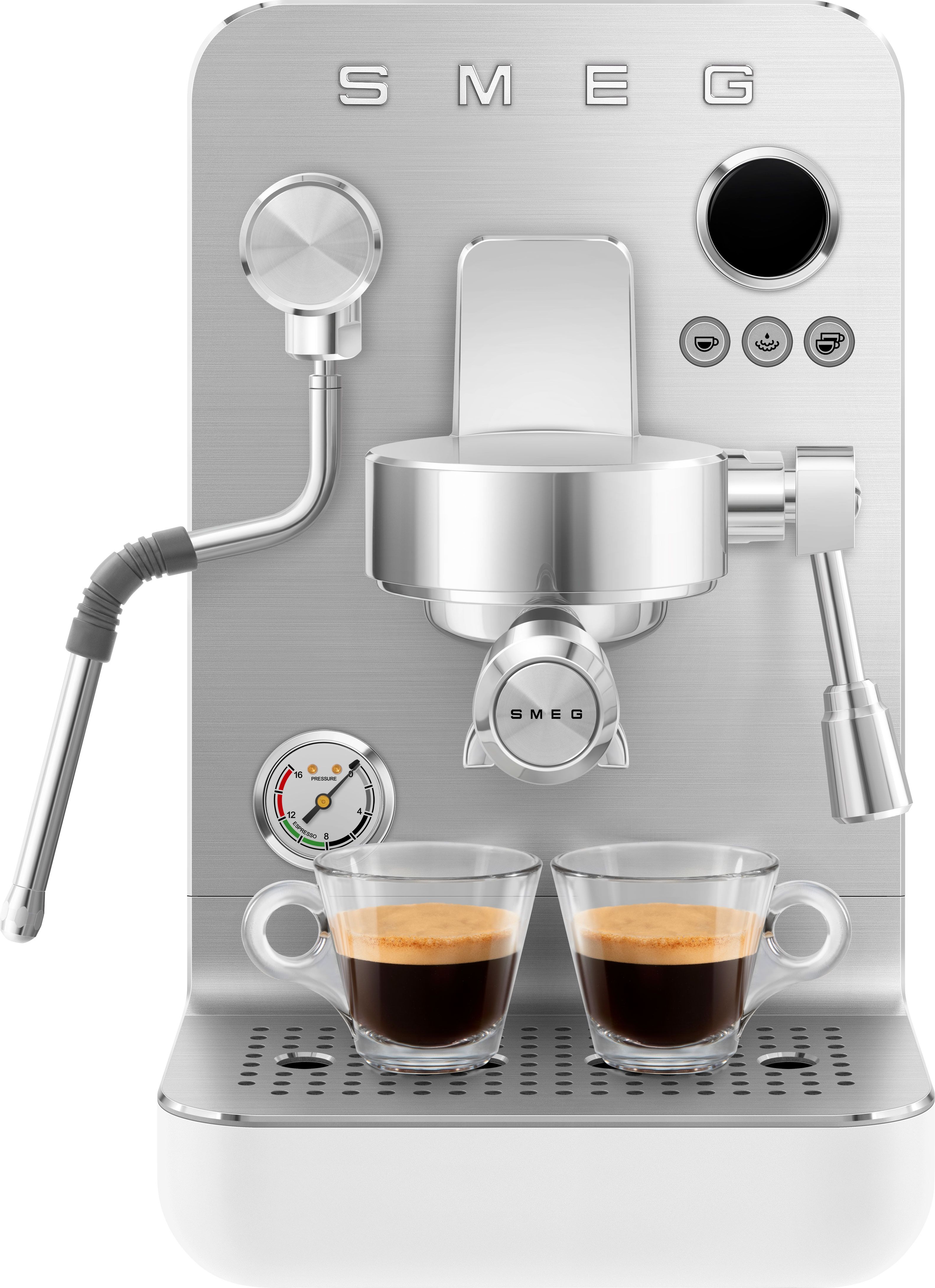 Smeg Mini Pro Espresso Coffee Machine - White - 1.7L Water Tank - 1350W