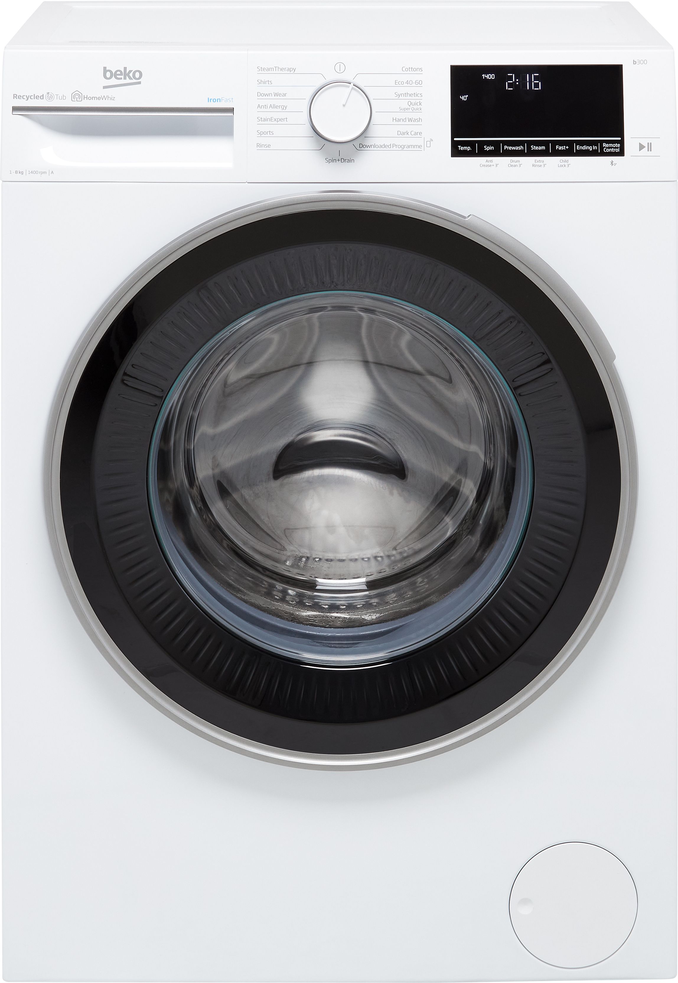 Beko B3W5841IW 8kg Washing Machine with 1400 rpm - White - A Rated, White