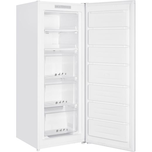 Russell Hobbs RH143FFFZ542E1W 143cm Small Upright Freezer with Door-on-door Kit - White - Right perspective with door open shot