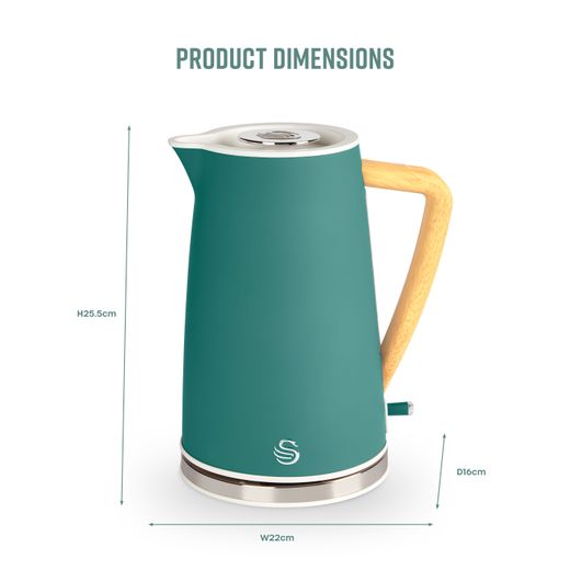Swan Nordic SK14610GREN Kettle - Green - Annotation - Dimension shot