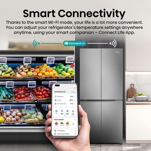 Hisense PureFlat American Fridge Freezer - Stainless Steel - Annotation - Smart connectivity shot