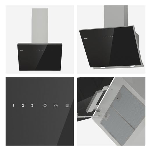 Hisense CH6IN14BXBUK 60cm Angled Chimney Cooker Hood - Jet Black - Details