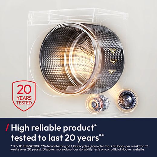 Hoover Pro Dry Series 7 HBQ 10N4BJX-80 Wifi Connected 10Kg Heat Pump Tumble Dryer - Matte Black - Annotation - Tested to last 20 years