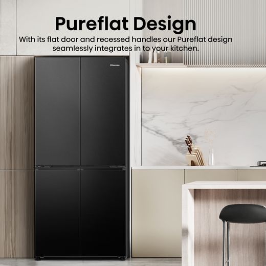 Hisense PureFlat American Fridge Freezer - Black Stainless Steel - Annotation - Pure flat design shot
