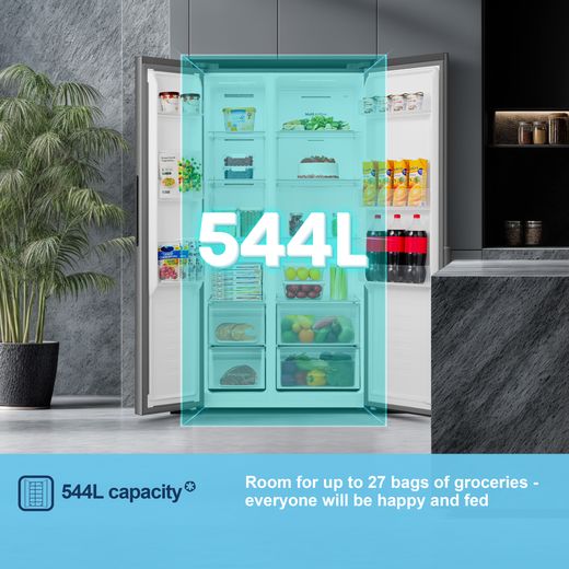 Fridgemaster American Fridge Freezer - Silver - Annotation - Capacity shot