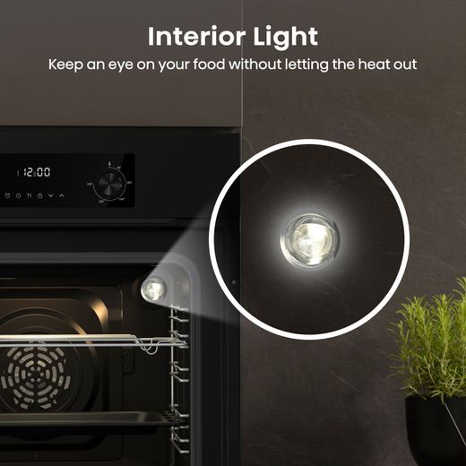 Hisense Built In Electric Single Oven - Black - Annotation - Interior light