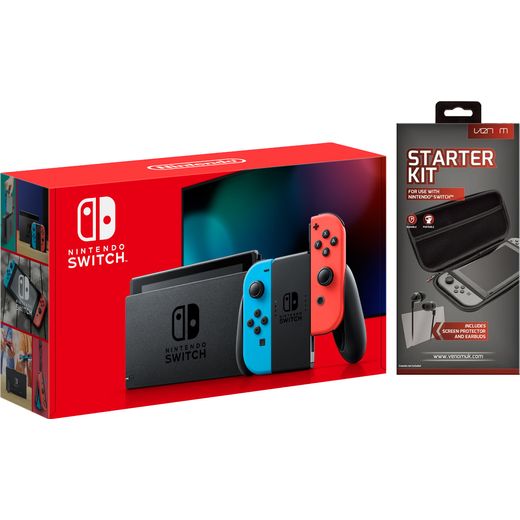 Nintendo Switch 32GB with NSW Neon+ Starter Kit - Black / Grey