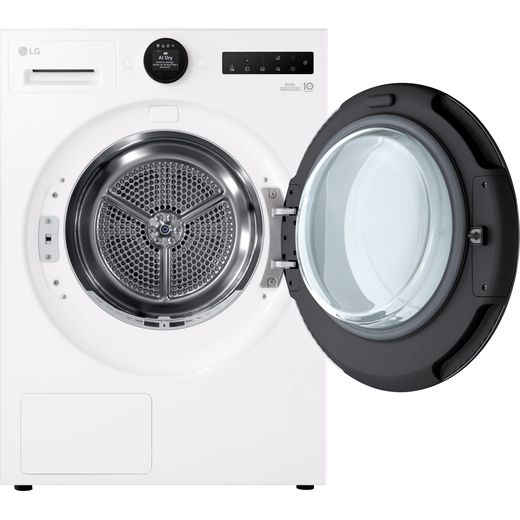 LG VX70 Series AI Dry RHX7009TWB Wifi Connected 9Kg Heat Pump Tumble Dryer - White - Door open