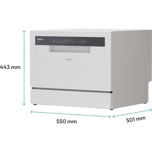 Candy RapidÓ Table Top Dishwasher - White - Annotation - Dimensions shot
