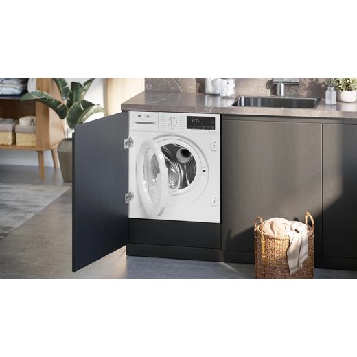 Siemens IQ-500 WK14D490GB Integrated 8Kg / 5Kg Washer Dryer with 1400 rpm - White - washing machine in kitchen shot 