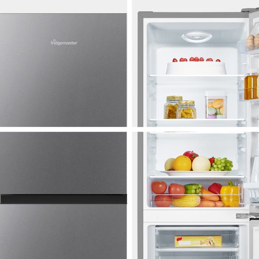 Fridgemaster MC50165ES 143cm 60/40 Small Fridge Freezer - Silver - Close up detail shot