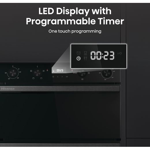 Hisense Hi6 Built In Electric Double Oven - Black - Annotation - LED display shot