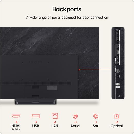 LG evo AI C6 65" 4K Ultra HD OLED Smart TV - Annotation - port shot