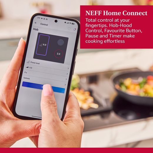 NEFF N70 T56FHS1L0 59cm Induction Hob - Black - Annotation - home connect shot