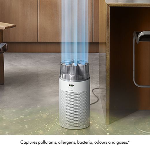 Dyson HushJet Purifier Compac Air Purifier - White Silver - Annotation - Capture allergens shot