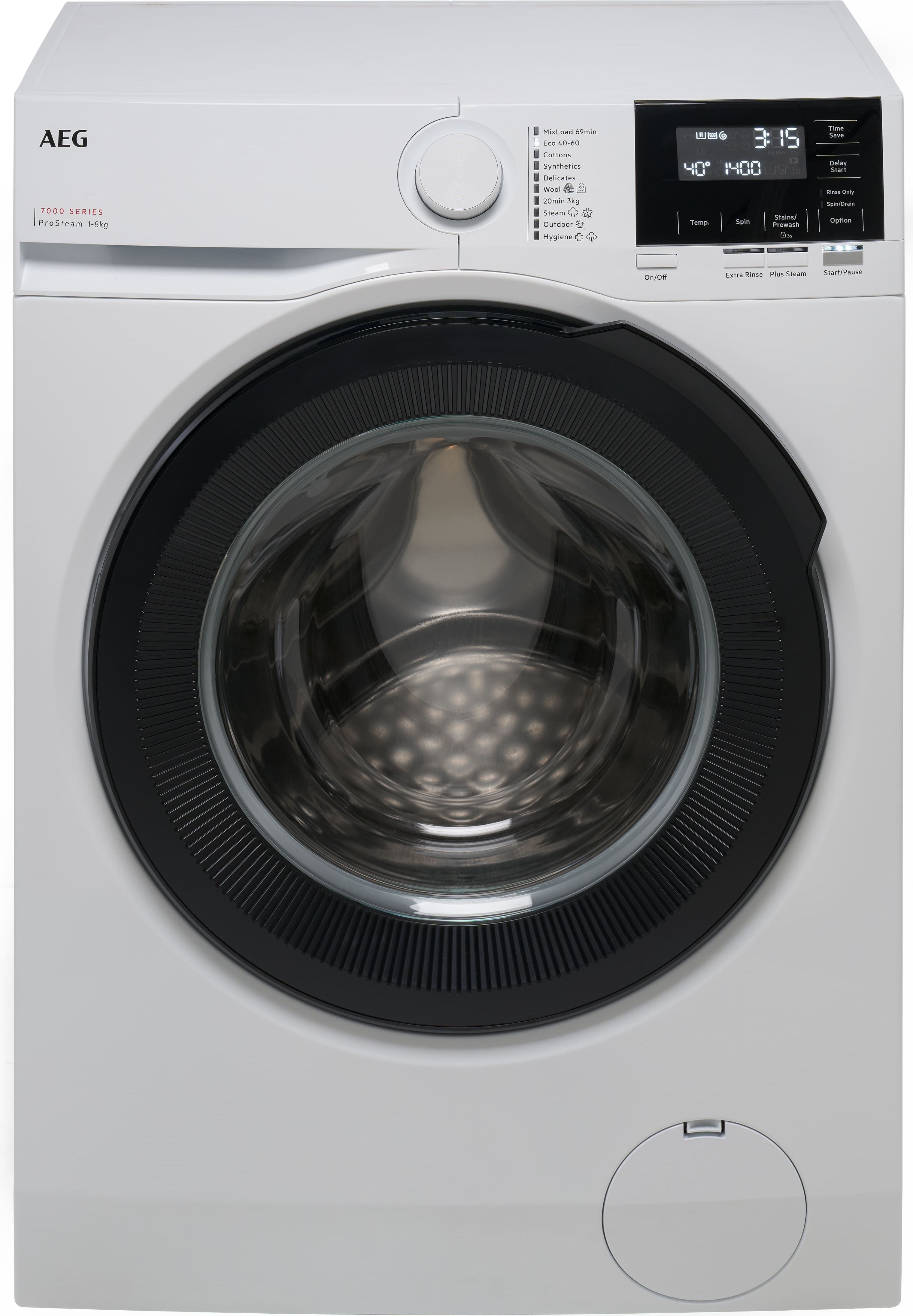 Image of AEG ProSteam® Technology LFR71844B 8kg Washing Machine with 1400 rpm - White - A Rated, White