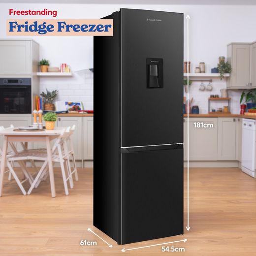 Russell Hobbs RH181TNF552E1DIWD 181cm 60/40 Frost Free Fridge Freezer - Black Steel - annotation - dimension shot 
