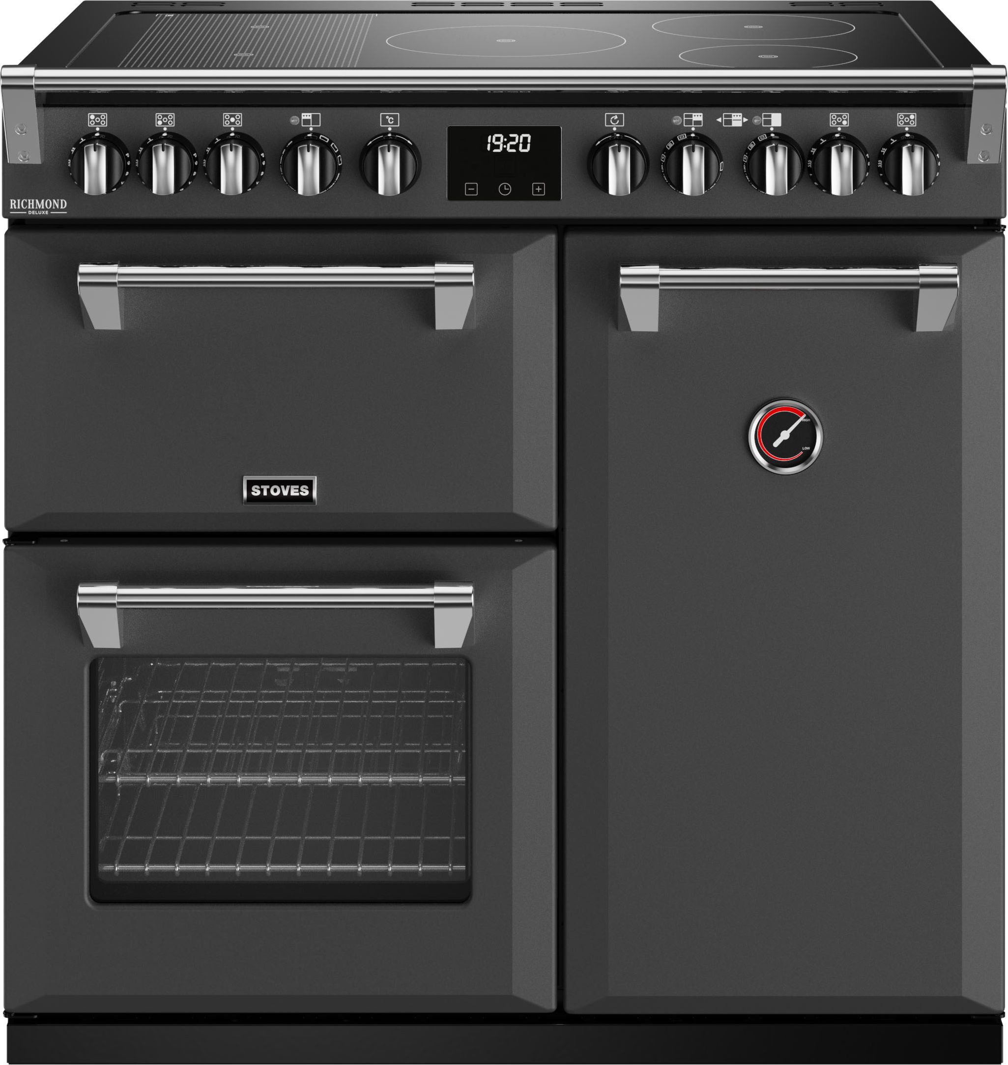 Stoves Richmond Deluxe ST DX RICH D900Ei RTY AGR 90cm Electric Range Cooker with Induction Hob - Anthracite - A/A Rated, Black