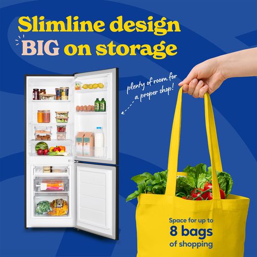 Russell Hobbs RH143FF492E1B 14cm 70/30 Fridge Freezer - Black - Annotation - slimline design shot