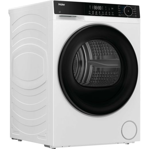Haier X Series 5 HD90-D357U1-UK Wifi Connected 9Kg Heat Pump Tumble Dryer - White - Right perpsective shot
