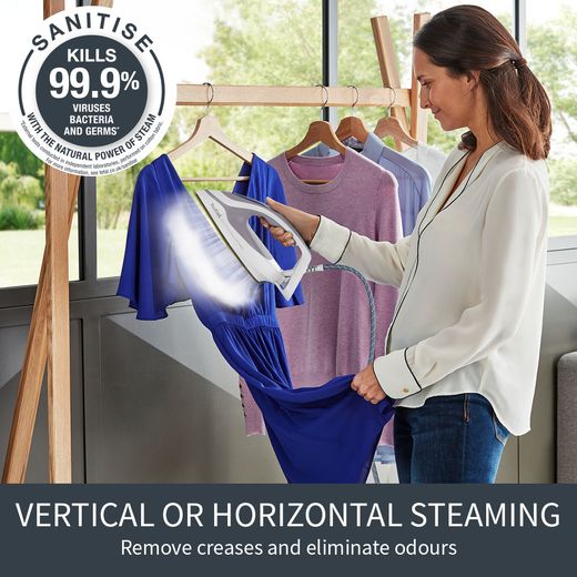 Tefal Pro Express Ultimate II Steam Generator Iron - Grey - Annotation - vertical steaming shot