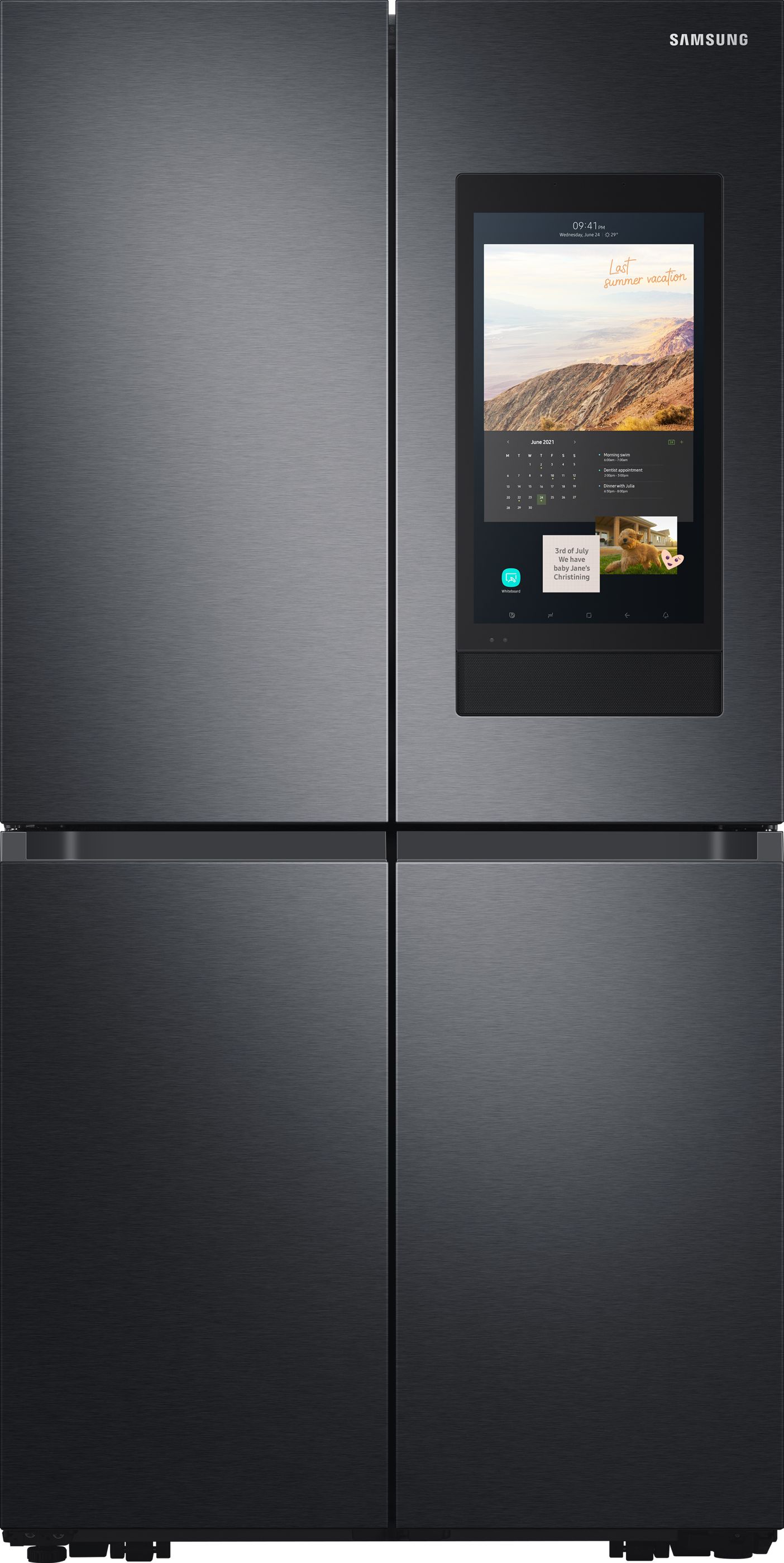 Samsung Family Hub RF65A977FB1 Wifi Connected Plumbed Total No Frost American Fridge Freezer - Black / Stainless Steel - F Rated, Black