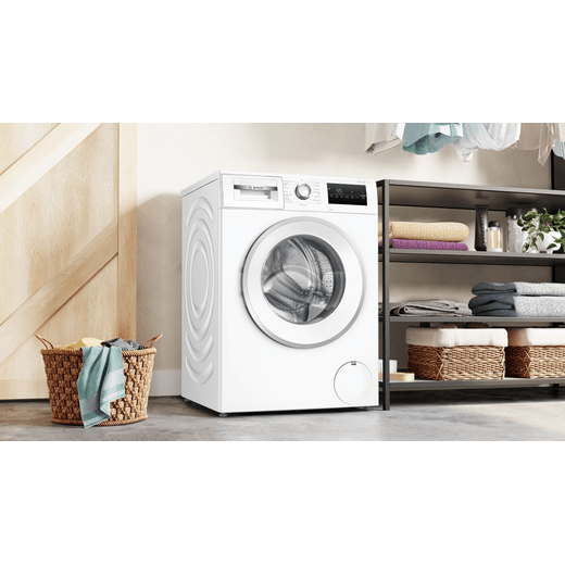 Bosch Series 4 WAN28255GB 9kg Washing Machine with 1351 rpm - White - washing machine in utility room shot