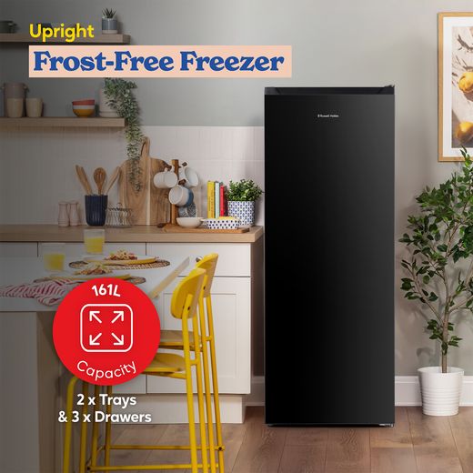 Russell Hobbs RH143FFFZ542E1B 143cm Small Upright Freezer with Door-on-door Kit - Black - Annotation - frost free freezing shot
