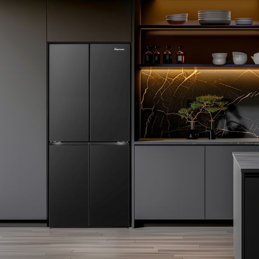 Fridgemaster American Cross Door American Fridge Freezer - Black - Fridge freezer in kitchen