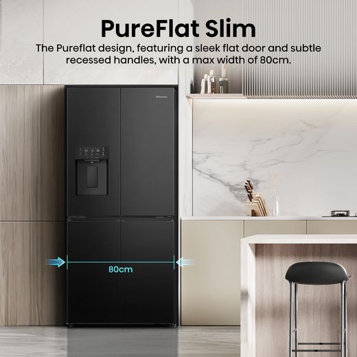 Hisense PureFlat Slim American Fridge Freezer - Black / Stainless Steel - Annotation - Pureflat slim shot